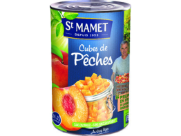 Peches pavie en cubes au sirop léger