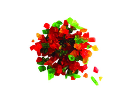 Cube de fruits confits tricolores, 6 mm boite de 1 kg